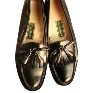 Vintage 80s Cole Haan Tassel Loafer Black Leather Kiltie Men 13 D Dress Shoes